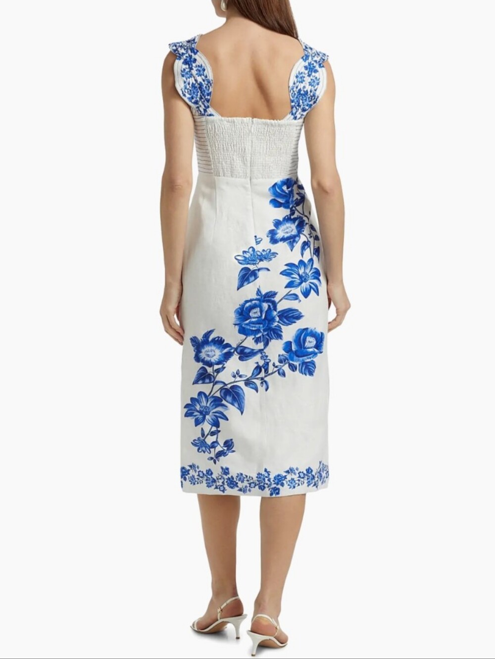 FARM Rio White Floral Linen Midi Dress - SIZE M | Summer Party Wedding Event - Picture 4 of 11